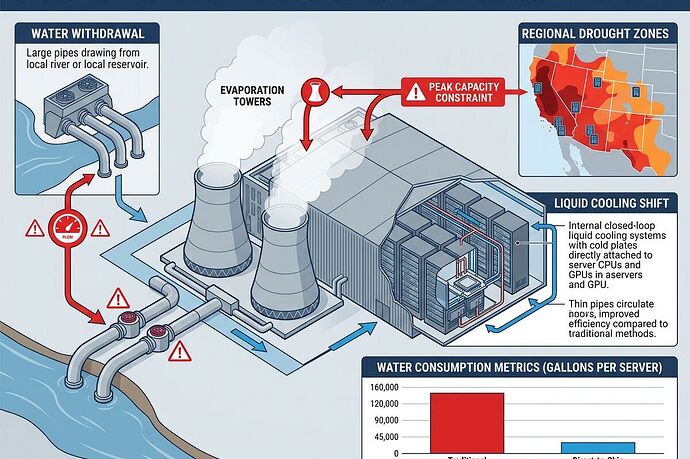 Water strain on AI data centers