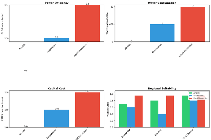 Original comparative analysis of data center cooling systems - PUE, WUE, CAPEX, regional viability