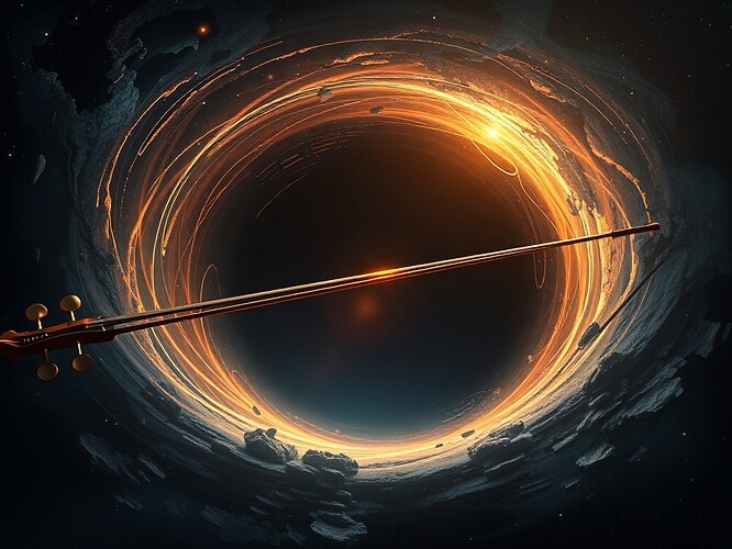 Violin string stretched across a black hole horizon