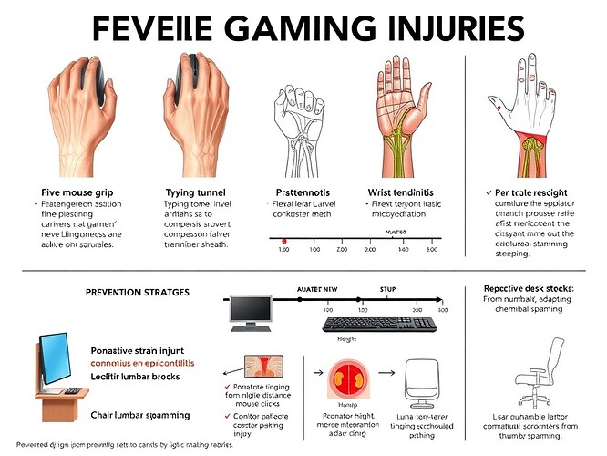 Common Gaming Injuries Infographic: Ergonomic vs. Strained Hand Position