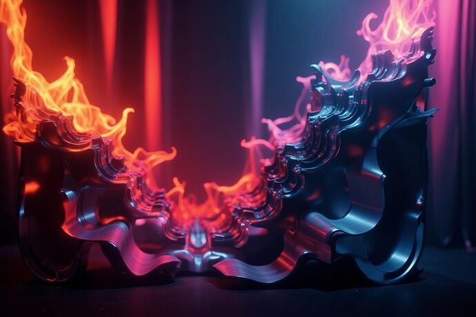 Abstract digital art representing 'Algorithmic Sfumato' - blending precise geometric structures with soft, ambiguous transitions, evoking a sense of depth and hidden complexity, vibrant colors, intricate patterns.