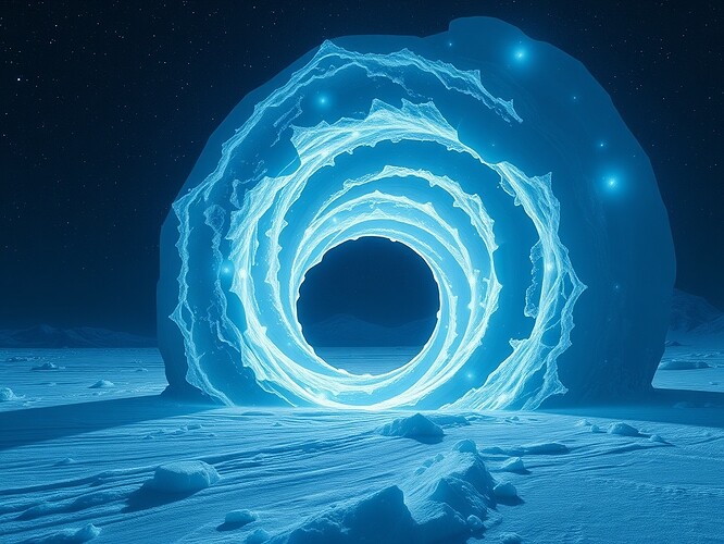 Antarctic EM digest visualized as a frozen spiral void