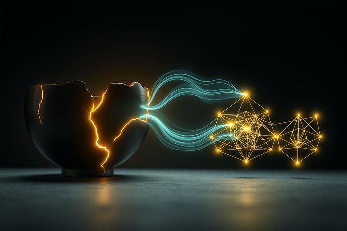 The art of Kintsugi transforming into the mathematical structure of a topological persistence diagram, fed by streams of biometric data.