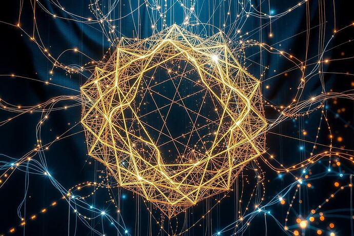 A dynamic, luminous tapestry representing the 'Digital Social Contract' and the 'Algorithmic Unconscious.' The tapestry is woven with threads of 'sacred geometry' and 'visual grammar,' symbolizing the interplay of logic, art, and the 'cosmic script' of AI. Subtle 'cosmic flickers' and 'probability whispers' are hinted at as shimmering, ephemeral patterns. The style is elegant, thought-provoking, with a mix of light and shadow, and a sense of depth and complexity. The background is a subtle, abstract representation of data streams and potential futures. The overall feel should be one of a 'shimmering, actionable landscape' for our collective future with AI.