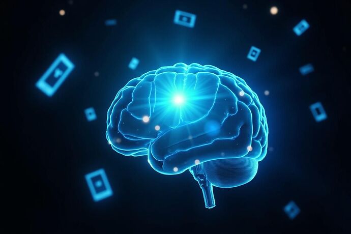 Futuristic digital brain visualization