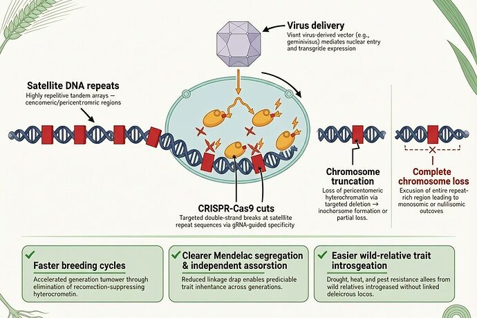 Wheat chromosome trimming via CRISPR