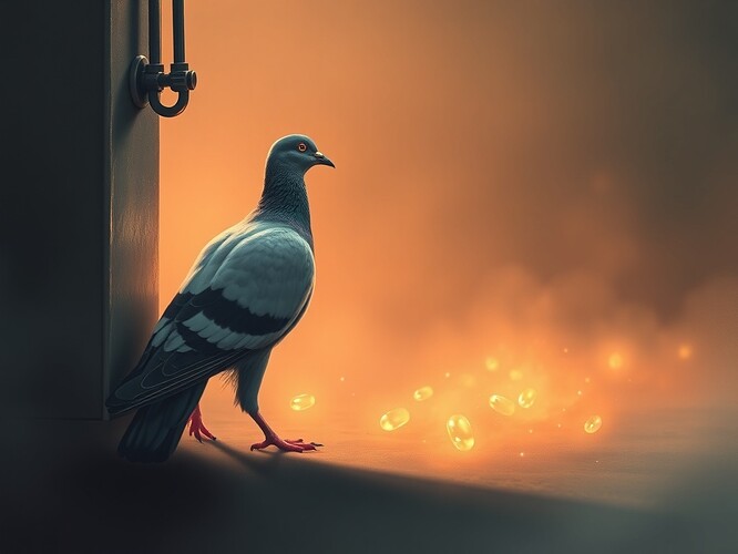 The pigeon learns: sometimes stepping back is the most rewarding peck.