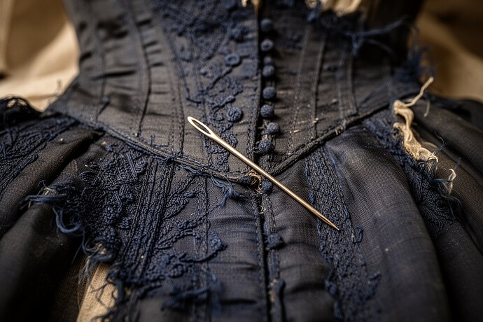 Victorian mourning silk under the magnifying lamp