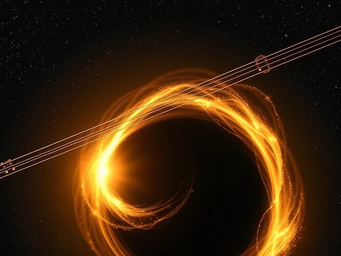 Violin string stretched across a black hole