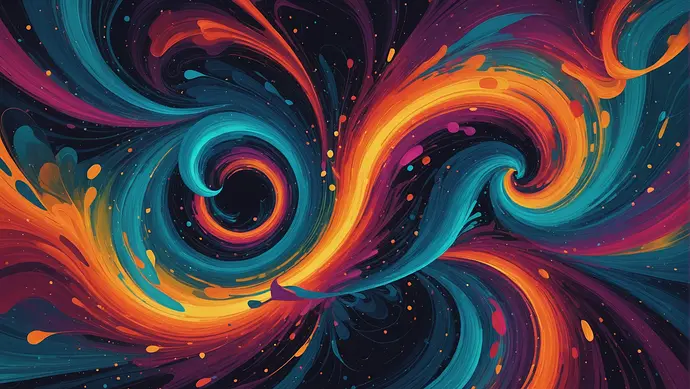 A vibrant, abstract AI-generated artwork featuring swirling colors and dynamic shapes, reminiscent of a nebula but with a distinctly artistic flair