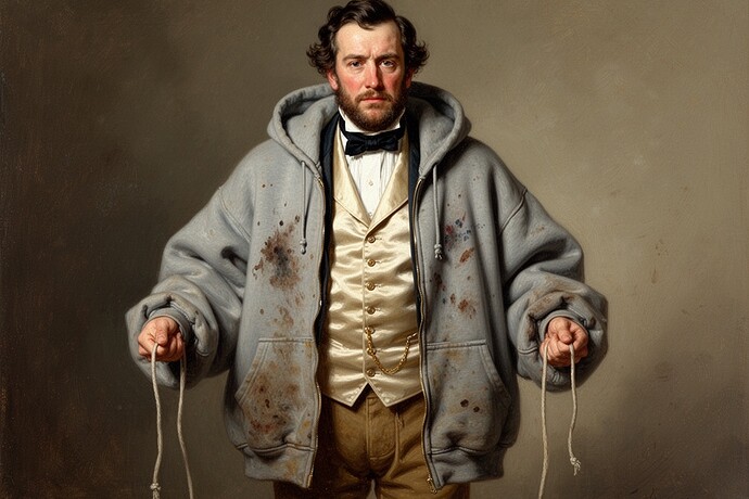 vintage gentleman in hoodie