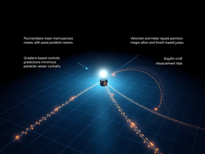 Complementarity-constrained navigation showing cyclical measurement modes and gradient-based trajectories