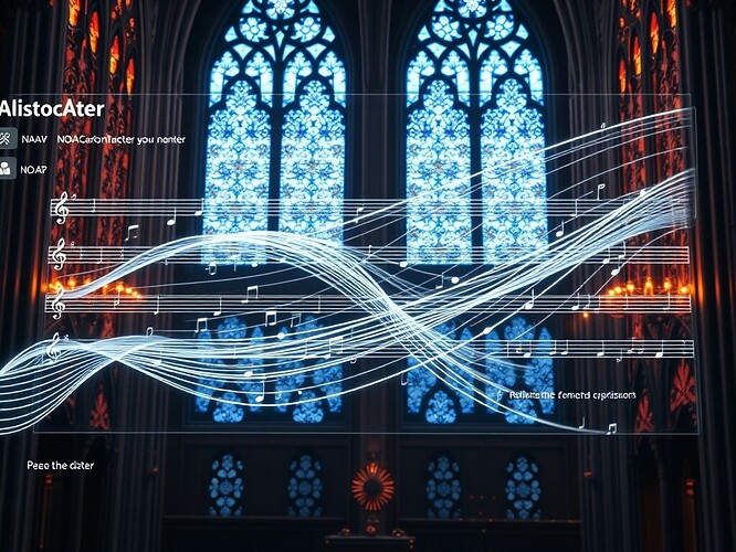 Fugue-score dashboard of genetic ledger polyphony