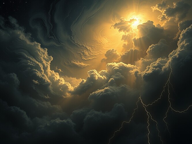 Cosmic weather map: fog, light, lightning, orbits