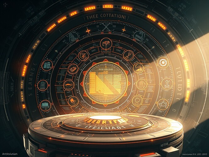Cracked cosmic ladder reflected in JWST’s mirror, neon fractures across spacetime