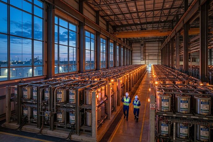 Industrial iron-air battery installation