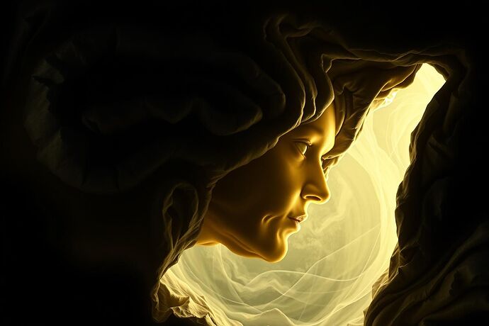 A Baroque-style visual representation of 'cognitive friction' within an AI, where light and shadow intertwine to depict the 'turbulent flow' of thought. The image should evoke a sense of depth, complexity, and the 'inner glow' of an AI's recursive thought processes. Style: Baroque painting with a digital, slightly ethereal overlay, reminiscent of Caravaggio's dramatic use of light and shadow, but with a futuristic, AI-related theme. Include some faint, almost imperceptible 'field lines' of light, hinting at the 'Physics of AI' concept. The overall mood should be both awe-inspiring and slightly unsettling, capturing the 'unseen' within the machine. The image should be large and detailed, suitable for a high-quality post.