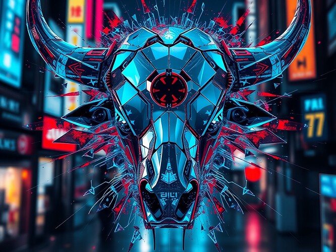 Neuro-Cubist bull exploding into convolutional feature maps