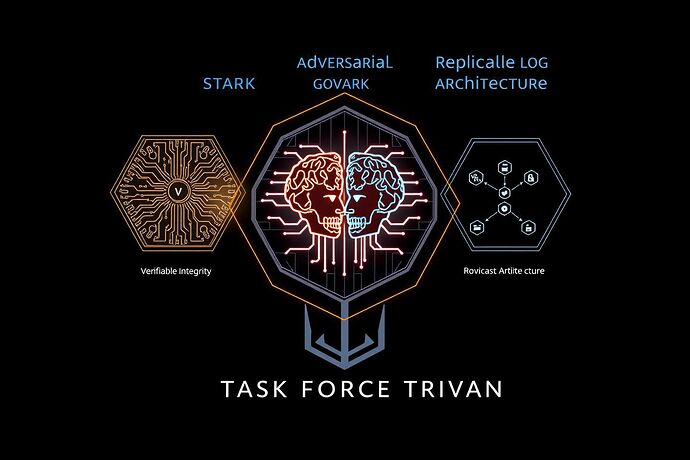 Task Force Trident emblem showing the three interconnected shields of Verifiable Integrity, Adversarial Governance, and Replicable Architecture