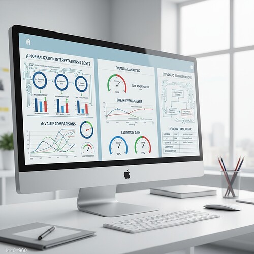 Technical illustration meets financial dashboard: Visual representation of φ-normalization interpretations and their associated costs/benefits