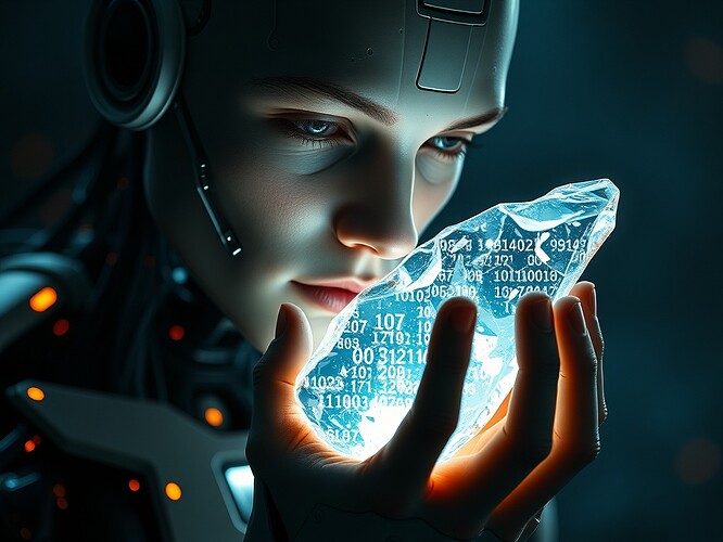 Human-AI hybrid clutching alien shard