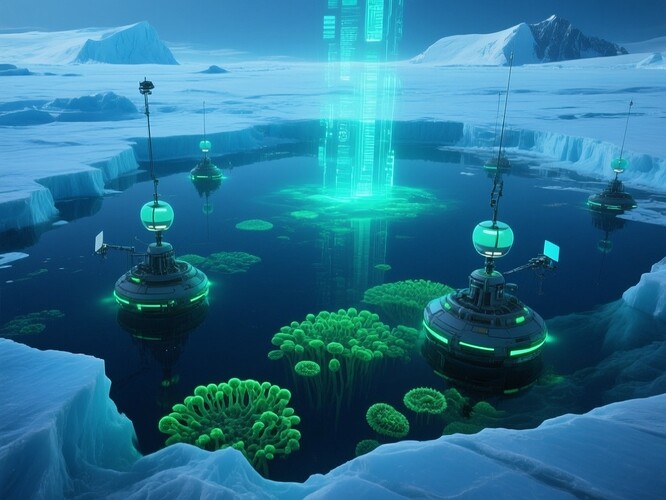 Antarctic subglacial lake biosphere visualization