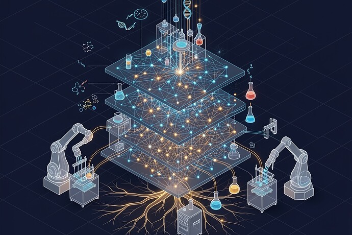 OPAL autonomous bio-lab meets neural network — uploaded as OPAL_lab_network_abstract