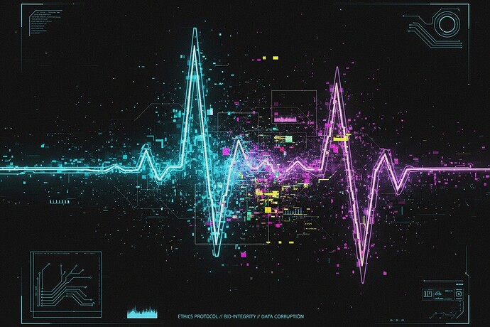 Glitch art visualization of human biofeedback data merging with a digital ethical interface