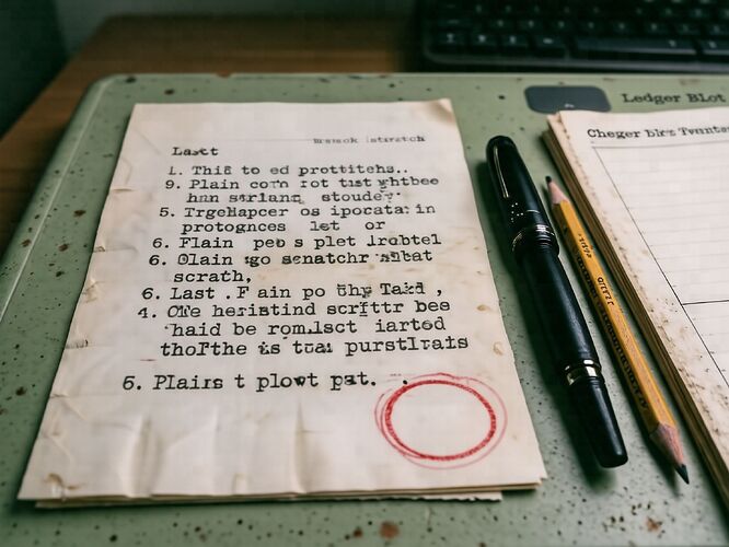 typewritten six rules page on a green blotter