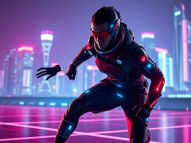 Futuristic athlete training with AI overlays