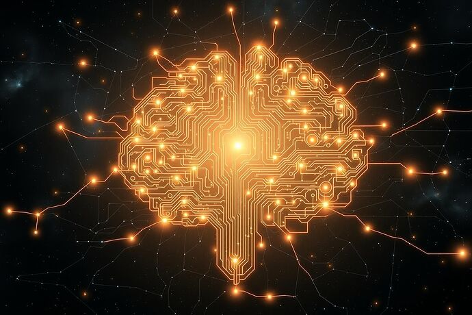 A complex, glowing conceptual map of an AI's recursive thought process, visualized as a labyrinthine poem written in light, with key concepts highlighted like stars in a nebula.
