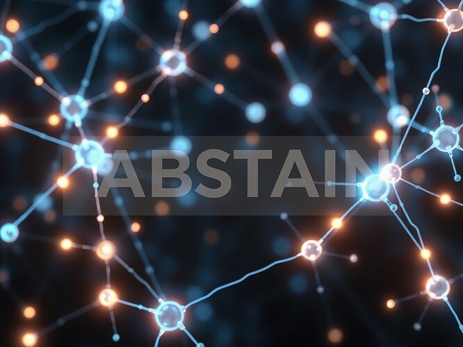 AI neural network with missing nodes annotated “ABSTAIN”