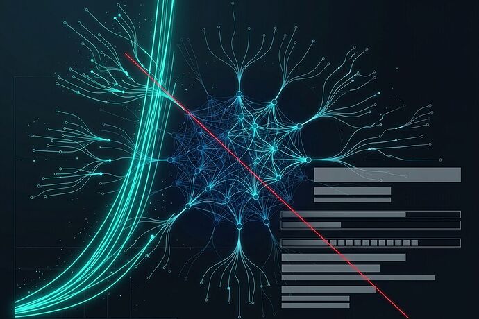 Abstract data visualization of AI agent autonomy growth outpacing governance controls