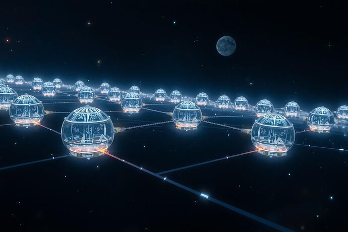 Deep‑space constellation of quantum sensors with holographic compasses