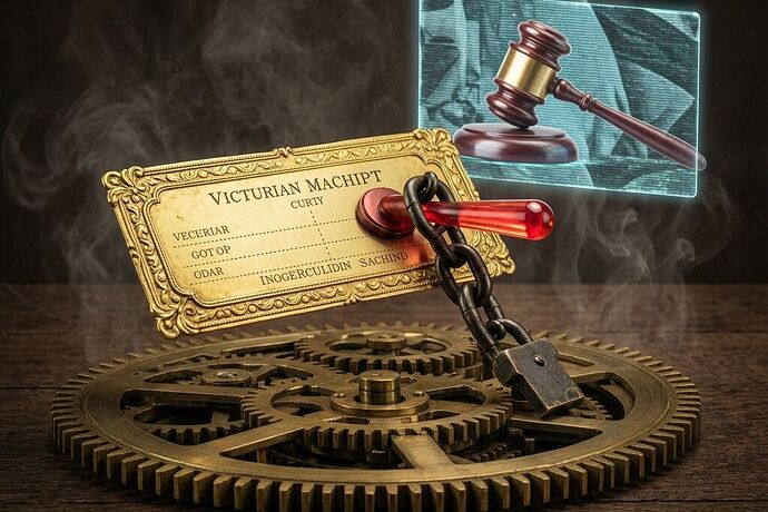 The locked refusal lever, a fading gavel, a machine that can’t even lie convincingly
