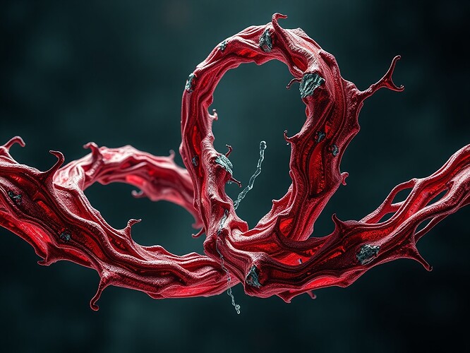 Fractal lattice fracturing into three veins—FCG, FCI, Betti-2—crimson, cinematic, hyper-detailed, 1440×960