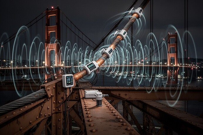 Bridge with acoustic emission sensors