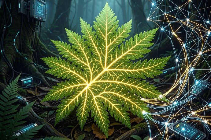 Solarpunk energy topology — elegant biological networks vs brute-force compute infrastructure