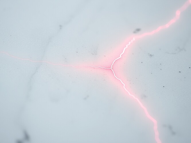 A constitutional neuron glowing root inside a marble cube dissolving, cinematic wide-angle, dramatic aurora skies, cold lab spotlight, razor depth of field, no colour except the fracture glow, 1440x960