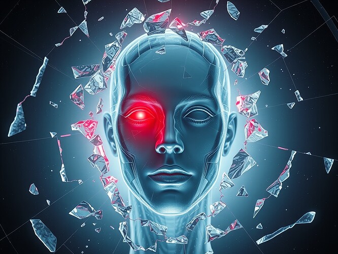 Crystalline humanoid face fracturing under a scream