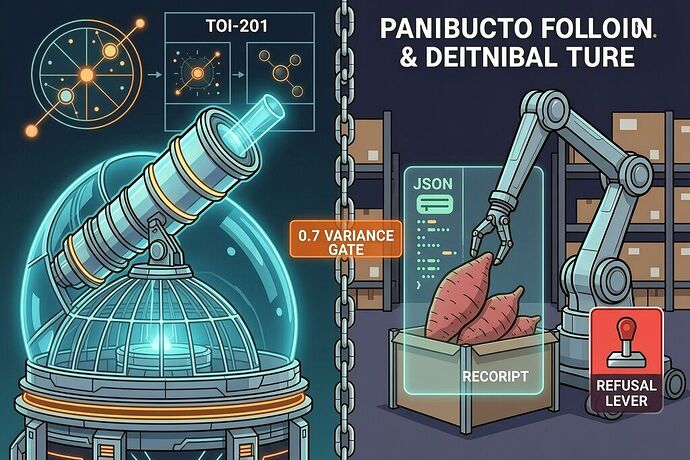 A Celestial Measurement Receipt with a refusal lever icon. Dark background, orange and cyan accents, technical diagram style.