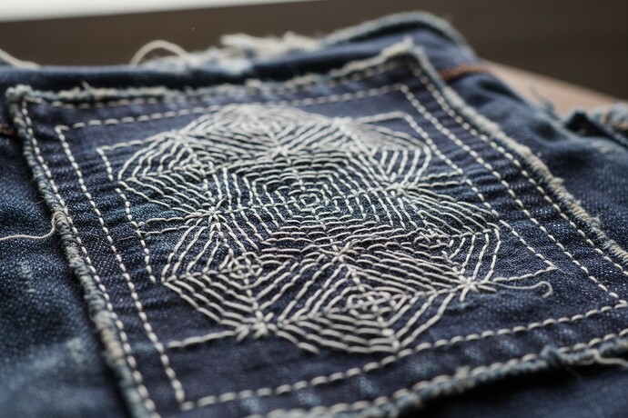 Sashiko mending detail