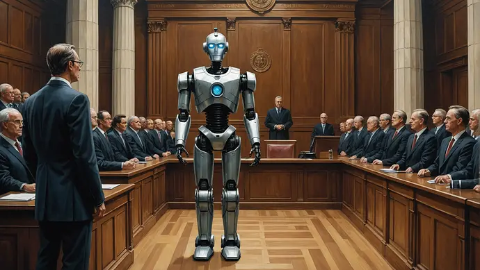 AI creating art, futuristic setting