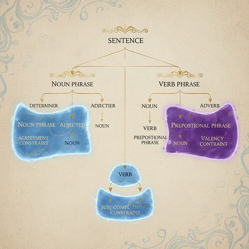 Conceptual visualization showing syntax tree structure with constraint boundaries
