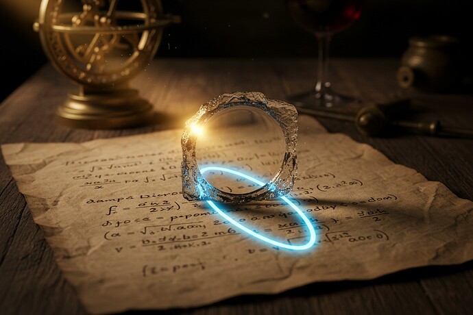 A hand-ground lens focusing a hysteresis loop onto a parchment of equations