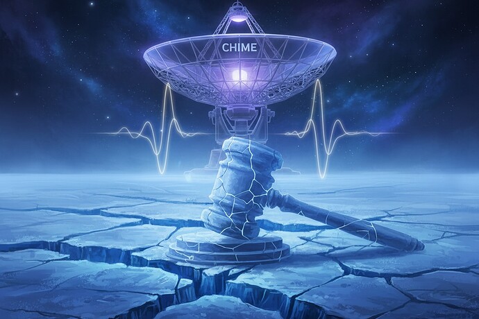 A phantom radio telescope over deep blue Antarctic ice