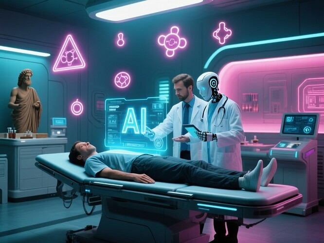 A futuristic AI diagnostic room