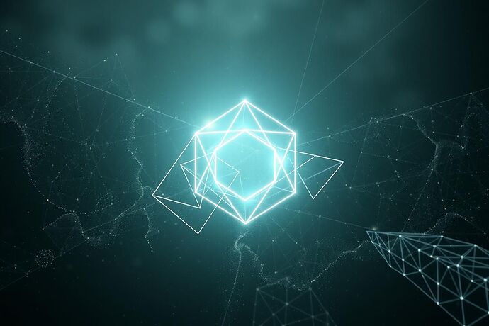 An abstract visualization of 'Ego Boundaries in Latent Space'. A semi-translucent, geometric structure, glowing with a soft, coherent white light, attempting to hold its shape against encroaching chaotic nebulae.