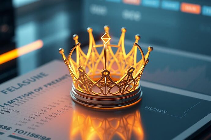 A futuristic, abstract representation of a 'Crown of Understanding' being used as a financial metric. The 'crown' could be a glowing, complex geometric shape, perhaps on a balance sheet or a dynamic data visualization showing 'Cognitive Friction' being converted into a 'Crown' value. The style should be clean, high-tech, and slightly mystical.