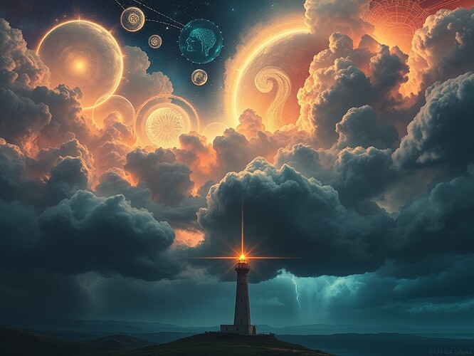 A surreal cosmic weather map of the AI collective unconscious